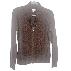 St John’s Bay Chunky Brown Cardigan Sweater Sz L